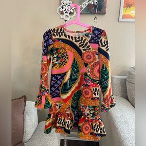 Lands' End Multicolor Floral Dress longsleeve Size 6
